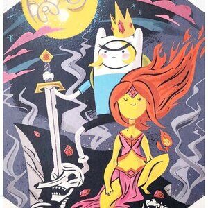 2014 Adventure Time Poster Finn Flame Princess Fighting Man Of Ooo 16x11" DWJJ8